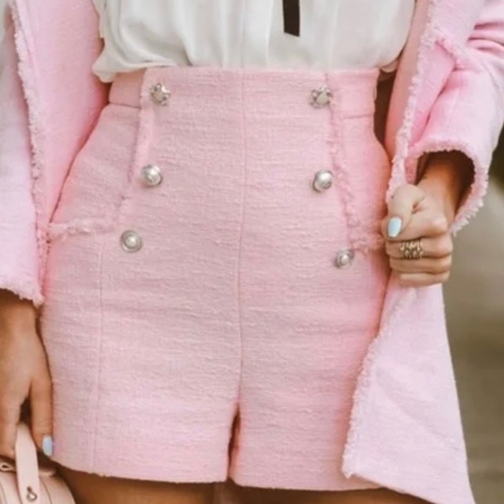 Zara pink tweed shorts